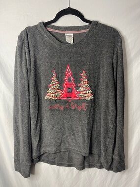 Cozy Gray 'Merry & Bright' Christmas Pullover Sweater